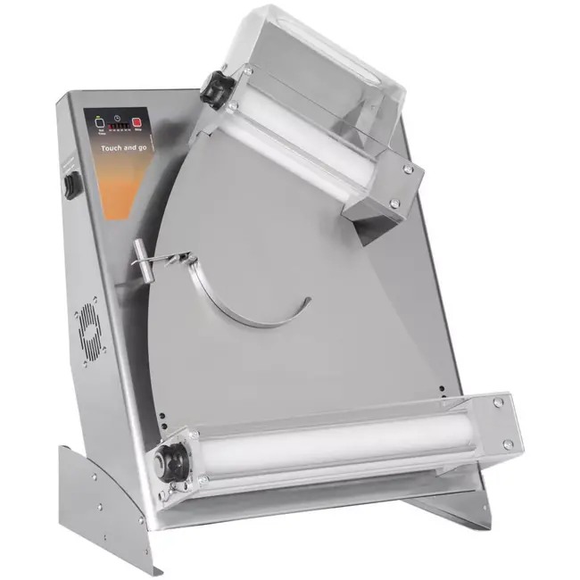 HENDI professionele elektrische deegroller - roestvast staal en kunststof - automatische startfunctie - werkbreedte 26-40 cm - zilver - voor pizzadeeg en pasta