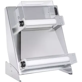 HENDI elektrische deeguitroller - rvs en polyethyleen - koud deeg, dikte 0-4 mm, breedte 26-45 cm - 665x435x(H)715 mm - zilvergrijs - pizzeria en bakkerij