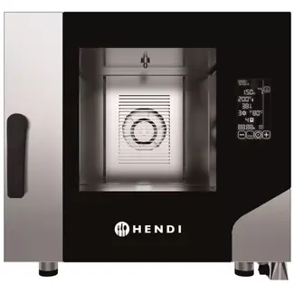 HENDI convectiestoomoven - rvs 18/8, dubbel glas - 5x GN 1/1 - 73x84,9x(h)70 cm - zilver - horeca grootkeuken - convectie en stoom, 17,8 cm aanraakscherm