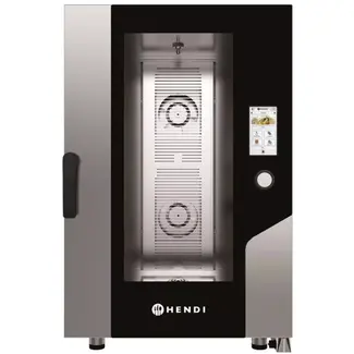 HENDI Combioven 73x78,5x113 cm - 11 x GN 1/1 - rvs zilver - aanraakscherm, stoominjectie, horeca