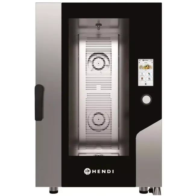 HENDI Combioven 73x78,5x113 cm - 11 x GN 1/1 - rvs zilver - aanraakscherm, stoominjectie, horeca