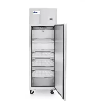 HENDI enkeldeurs koelkast - rvs - 410 liter - 600x740x1950 mm - zilver - geforceerde luchtkoeling en automatisch ontdooien - op wielen - horeca - GN 1/1 schappen