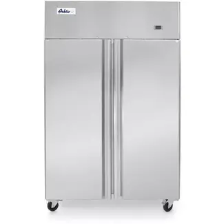 HENDI Horecakoelkast 2-deurs 900 liter - roestvast staal - 1200x740x(H)1950 mm - zilverkleurig - geforceerde luchtkoeling, automatische ontdooiing - op wielen