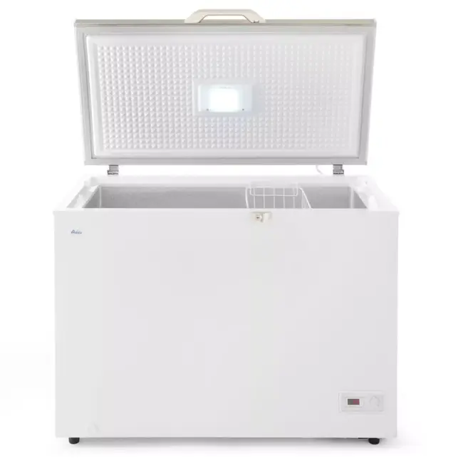 HENDI vrieskist - aluminium behuizing, stalen deur - 282 liter - 111,6 x 68,6 x 84 cm - wit - zelfsluitend deksel, geforceerde luchtkoeling - voor horeca