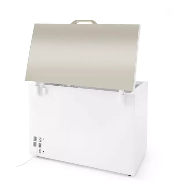 HENDI vrieskist - aluminium behuizing, stalen deur - 282 liter - 111,6 x 68,6 x 84 cm - wit - zelfsluitend deksel, geforceerde luchtkoeling - voor horeca