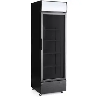 HENDI Backbar koelkast met lichtbak, enkele deur, 254L, Zwart, 220-240V/250W, 578x605x(H)1980mm Backbar koelkast met lichtbak, enkele deur