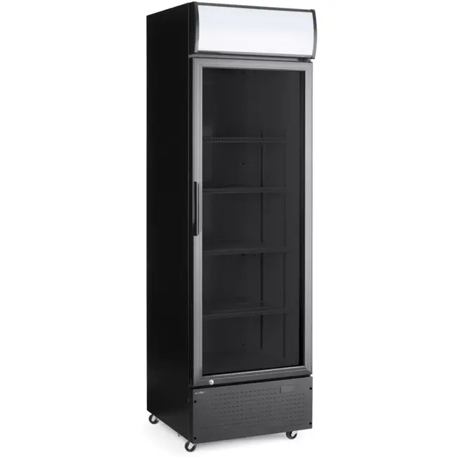 HENDI Backbar koelkast met lichtbak, enkele deur, 254L, Zwart, 220-240V/250W, 578x605x(H)1980mm Backbar koelkast met lichtbak, enkele deur