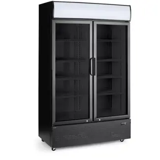 HENDI barkoelkast - staal en gehard glas - met lichtbak en dubbele deur, 512 liter, geventileerde koeling - 112x58,5x190 cm - zwart - horeca dranken
