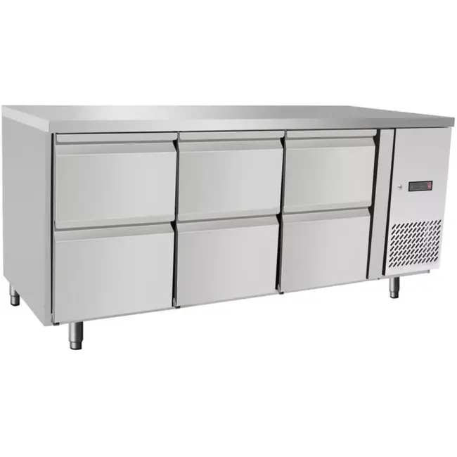 Arktic Koelwerkbank RVS met auto-ontdooiing, 6 laden, 420 liter - 179,5x70x(H)87,9 cm - horeca