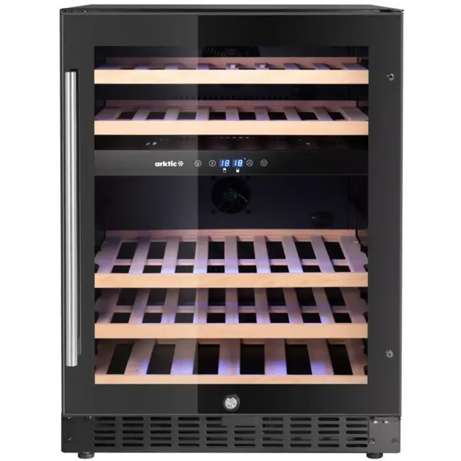 Arktic Wijnklimaatkast 2 zones, 46 flessen - 570x595x820 mm - zwart - staal en veiligheidsglas - inbouw en vrijstaand