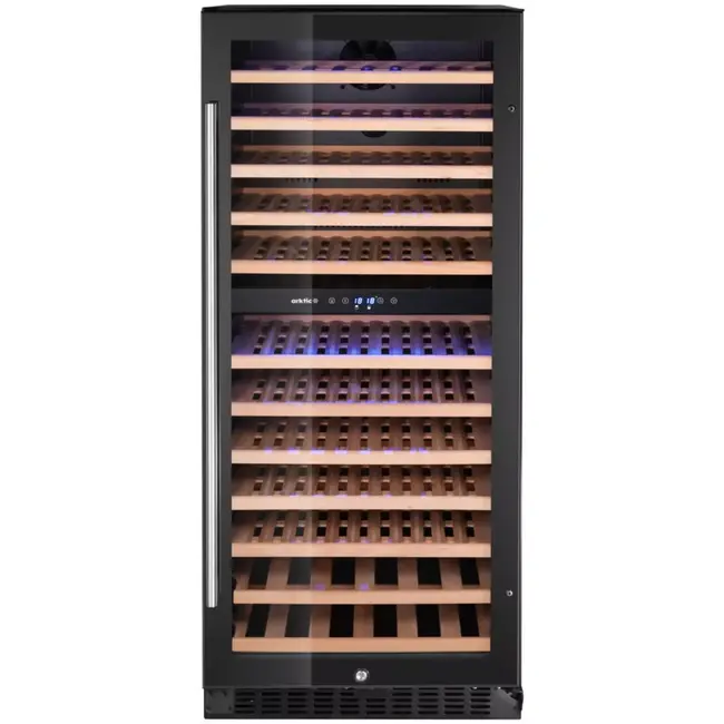 Arktic Wijnkoeler, 2 zones, 124 flessen, 265L, Zwart, 569x595x(H)1397mm Wijnkoeler, 2 zones, 124 flessen
