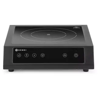 HENDI inductiekookplaat - koolstofstaal en gehard veiligheidsglas - 3500 W, 15 standen, timer 180 min - 35,5 x 40 x 10 cm - zwart - voor professionele keuken