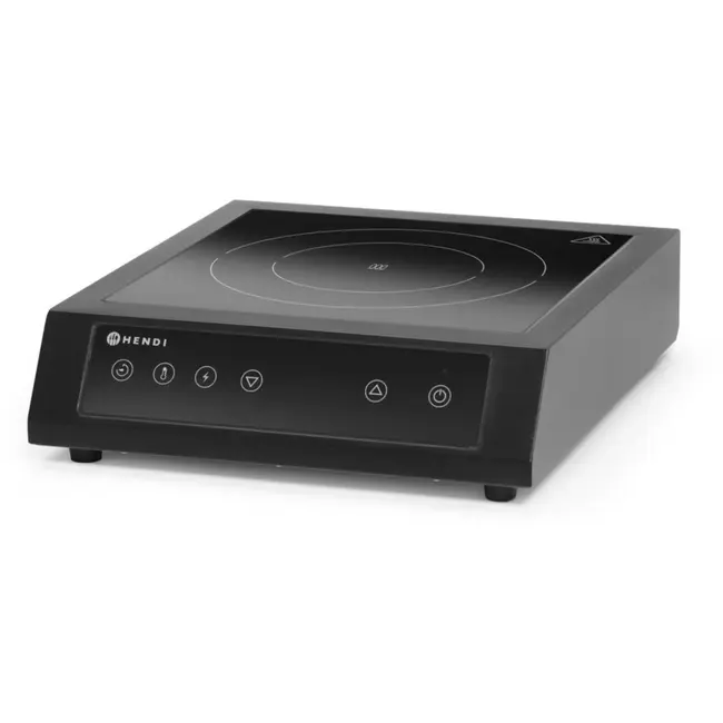 HENDI inductiekookplaat - koolstofstaal en gehard veiligheidsglas - 3500 W, 15 standen, timer 180 min - 35,5 x 40 x 10 cm - zwart - voor professionele keuken