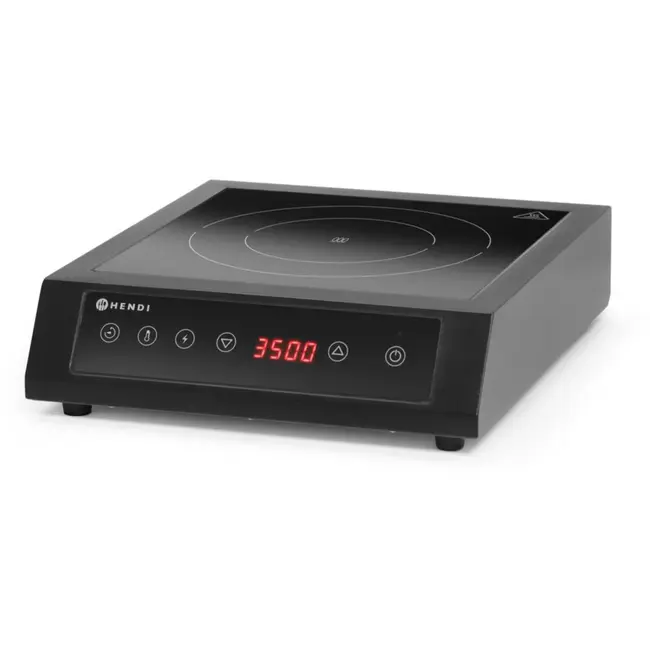 HENDI inductiekookplaat - koolstofstaal en gehard veiligheidsglas - 3500 W, 15 standen, timer 180 min - 35,5 x 40 x 10 cm - zwart - voor professionele keuken