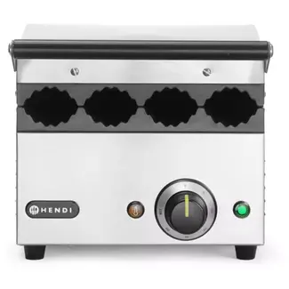 HENDI Contactgrill - rvs en gietijzer - hotdogbroodjes en wraps, 4 sleuven - 385x285x(H)254 mm