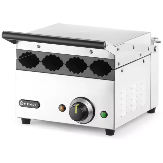 HENDI Contactgrill - rvs en gietijzer - hotdogbroodjes en wraps, 4 sleuven - 385x285x(H)254 mm