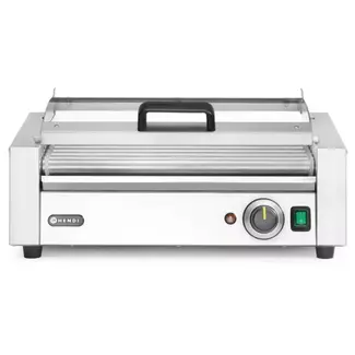 HENDI Worstrolgrill 1-zone - rvs - energiebesparend deksel - 45 cm rollengte - zilver - horeca