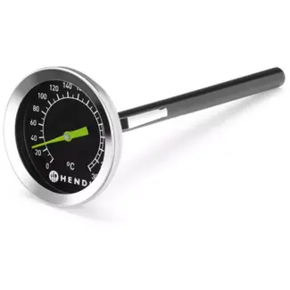 HENDI Analoge keukenthermometer - roestvast staal en veiligheidsglas - diameter 5,2 cm, hoogte 14 cm - zilverkleurig - 0 tot 300 graden - voor professionele keuken