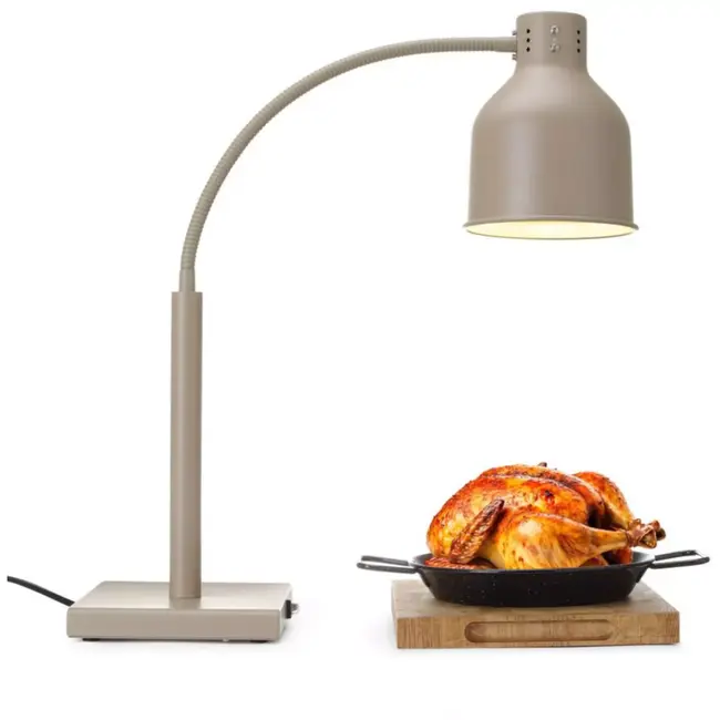 HENDI Warmhoudlamp - metaal met antiroestlaag - flexibele arm en infrarood - 26,8x20,3x(h)66 cm - beige - buffet en keuken