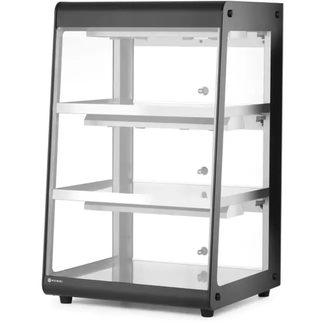 HENDI Warmhoudvitrine opzetmodel - koolstofstaal, gehard glas - 472x447x775 mm - zwart - horeca