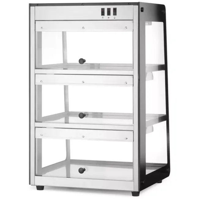 HENDI Warmhoudvitrine opzetmodel - koolstofstaal, gehard glas - 472x447x775 mm - zwart - horeca