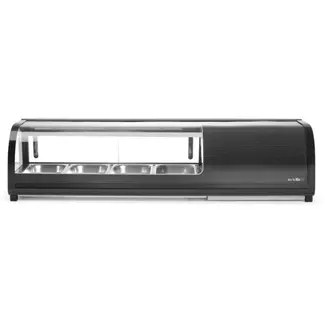 Arktic Sushi display, Containers inbegrepen: 4x GN 1/3 (H) 40 mm., GN 1/3, Zwart, 220-240V/190W, 1177x426x(H)296mm Sushi display Containers inbegrepen: 4x GN 1/3 (H) 40 mm.