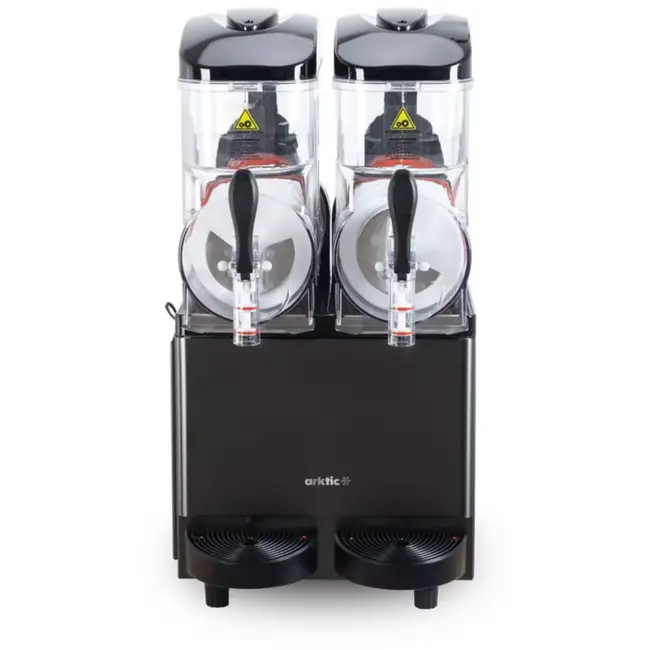 Arktic slushmachine - roestvast staal - 41,5x50,7x(H)81 cm - 2x12 liter, digitale temperatuurregeling - zwart - horeca - voor slushijs en koude dranken
