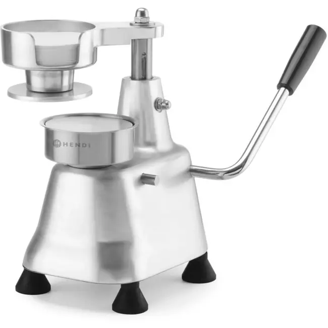 HENDI hamburgerpers - geanodiseerd aluminium en roestvast staal - automatische uitwerper - diameter 10 cm - zilverkleurig - 24x23x(H)25 cm - voor horeca