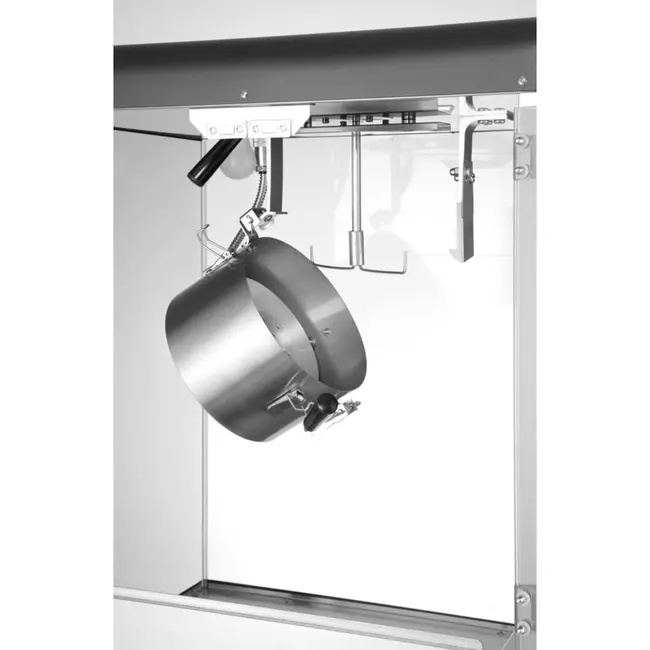 HENDI popcornmachine - koolstofstaal en veiligheidsglas - met roermechanisme en verwarmde bodem - 56x44,5x77,5 cm - zwart - 80 liter - voor horeca en evenementen