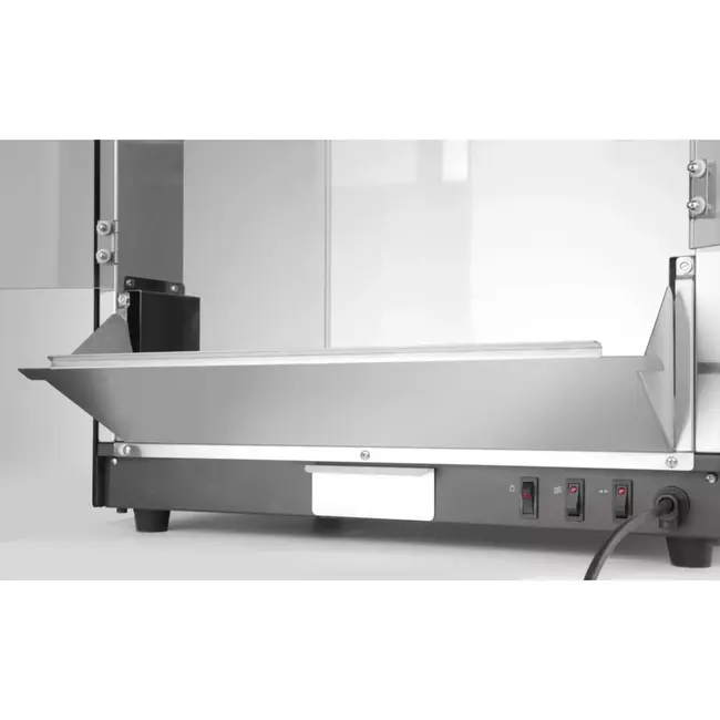 HENDI popcornmachine - koolstofstaal en veiligheidsglas - met roermechanisme en verwarmde bodem - 56x44,5x77,5 cm - zwart - 80 liter - voor horeca en evenementen