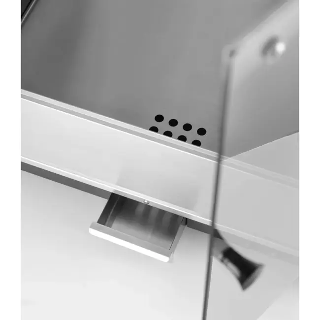 HENDI popcornmachine - koolstofstaal en veiligheidsglas - met roermechanisme en verwarmde bodem - 56x44,5x77,5 cm - zwart - 80 liter - voor horeca en evenementen