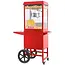 HENDI popcornmachine met kar - aluminium en staal, veiligheidsglas - verwarmde bodem en verlichting - 94 x 51 x 155,3 cm - rood - voor horeca en evenementen