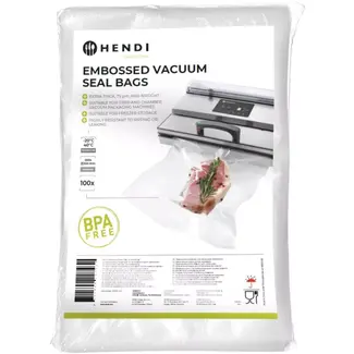 HENDI Vacuumverpakkingszakken met relief - 20x30 cm - PA/PE BPA-vrij - transparant - 100 stuks - voor voedselbewaring - geschikt voor strip- en kamervacuummachines