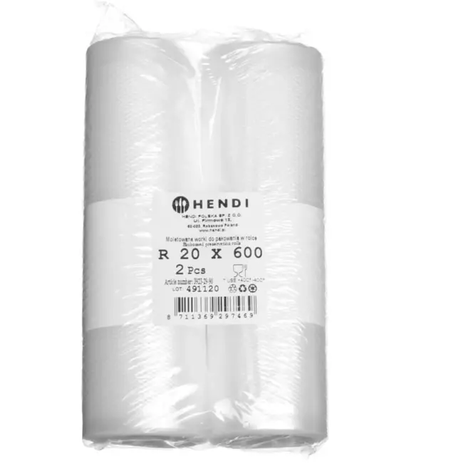 HENDI vacumeerrol - PA/PE - met relief - 600 x 20 cm - transparant - 2 stuks - voedselbewaring