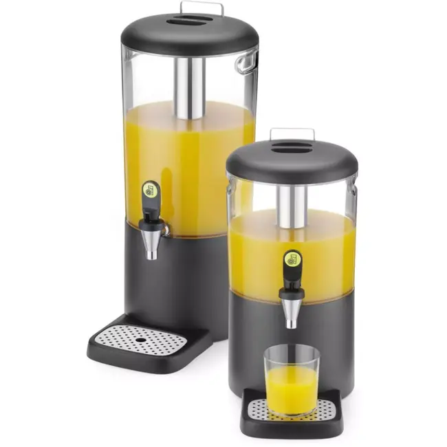 HENDI sapdispenser 4 liter - ABS en roestvast staal - koelbuis voor ijs, druppelvrije tap - 315x211x431 mm - zwart - voor koude dranken op buffet