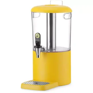 HENDI sapdispenser - ABS en roestvast staal - met koelbuis en druppelvrije kraan - 4 liter - 31,5 x 21,1 x 43,1 cm - geel - voor koude dranken op buffet