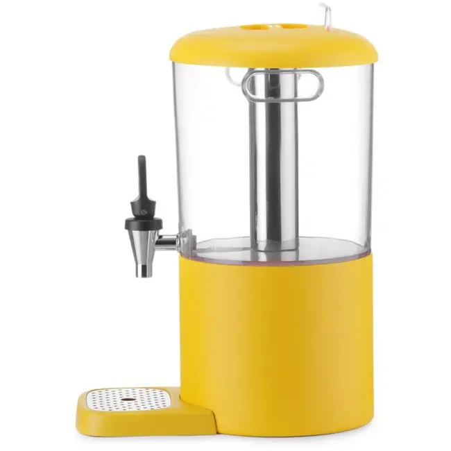 HENDI sapdispenser - ABS en roestvast staal - met koelbuis en druppelvrije kraan - 4 liter - 31,5 x 21,1 x 43,1 cm - geel - voor koude dranken op buffet