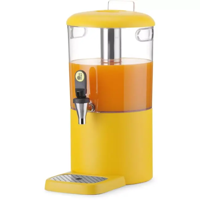 HENDI sapdispenser - ABS en roestvast staal - met koelbuis en druppelvrije kraan - 4 liter - 31,5 x 21,1 x 43,1 cm - geel - voor koude dranken op buffet