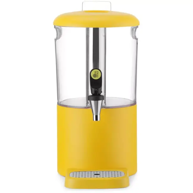 HENDI sapdispenser - ABS en roestvast staal - met koelbuis en druppelvrije kraan - 4 liter - 31,5 x 21,1 x 43,1 cm - geel - voor koude dranken op buffet
