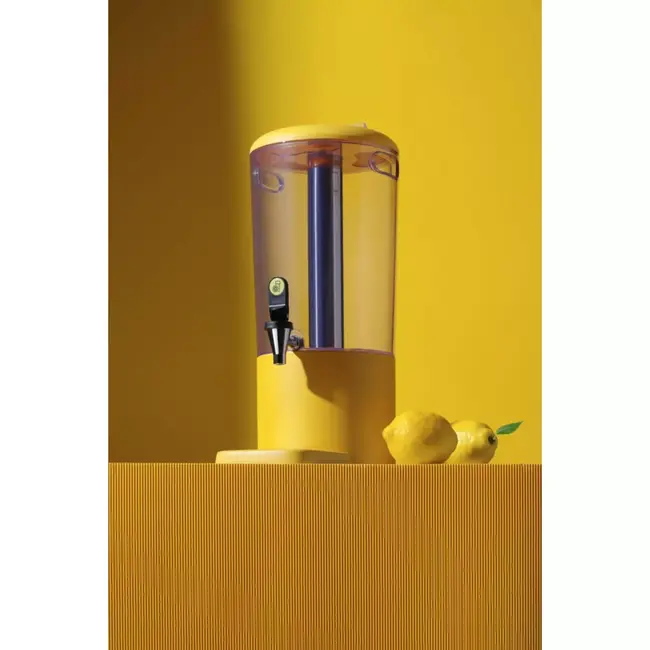 HENDI Sapdispenser 8 liter - ABS en RVS - met koelbuis - 31,8x21,6x53,2 cm - geel - buffet