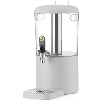 HENDI sapdispenser 4 liter - 31,5x21,1x43,1 cm - ABS, polypropyleen en roestvast staal - koelbuis, druppelvrije kraan - wit - buffetpresentatie