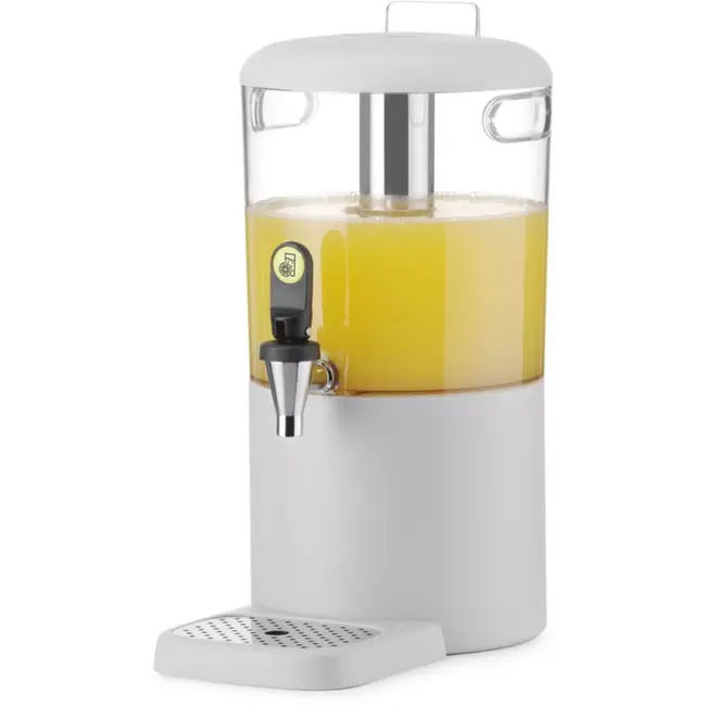 HENDI sapdispenser 4 liter - 31,5x21,1x43,1 cm - ABS, polypropyleen en roestvast staal - koelbuis, druppelvrije kraan - wit - buffetpresentatie
