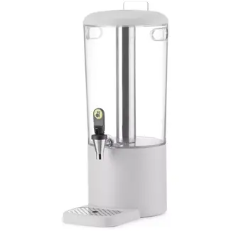 HENDI Sapdispenser - ABS en roestvast staal - met koelbuis, magnetische lekbak en druppelvrije tapkraan - 8 liter - wit - voor buffet en koude dranken