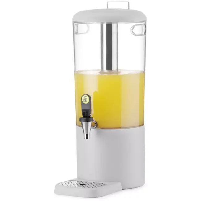 HENDI Sapdispenser - ABS en roestvast staal - met koelbuis, magnetische lekbak en druppelvrije tapkraan - 8 liter - wit - voor buffet en koude dranken