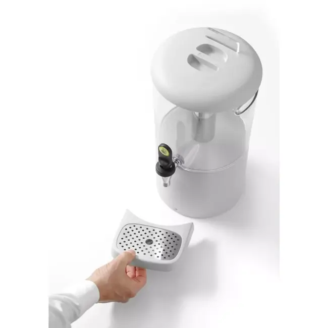 HENDI Sapdispenser - ABS en roestvast staal - met koelbuis, magnetische lekbak en druppelvrije tapkraan - 8 liter - wit - voor buffet en koude dranken