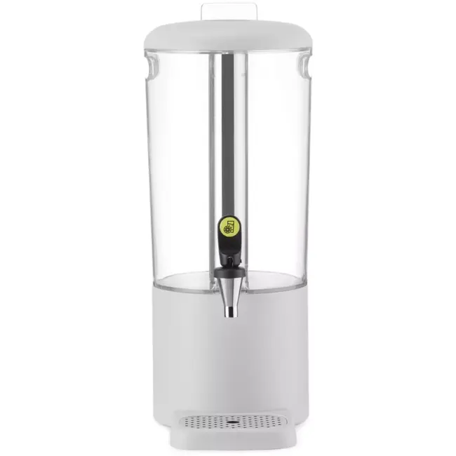 HENDI Sapdispenser - ABS en roestvast staal - met koelbuis, magnetische lekbak en druppelvrije tapkraan - 8 liter - wit - voor buffet en koude dranken