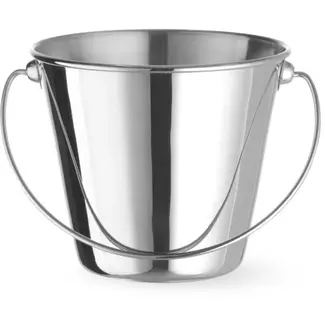 HENDI Snackemmer - diameter 13 cm x hoogte 11 cm - roestvast staal - met handgreep, vaatwasserbestendig - zilver - voor snacks in horeca, voedselveilig