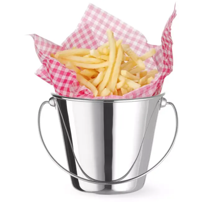 HENDI Snackemmer - diameter 13 cm x hoogte 11 cm - roestvast staal - met handgreep, vaatwasserbestendig - zilver - voor snacks in horeca, voedselveilig