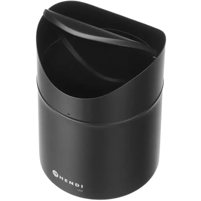 HENDI Tafelformaat prullenbak met schommeldeksel, 1,2L, Zwart, ⌀120x(H)165mm Tafelformaat prullenbak met schommeldeksel