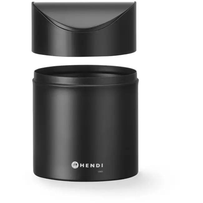HENDI Tafelprullenbak - staal met poedercoating - verwijderbare schommeldeksel, 1,2 liter - 12 cm diameter x 16,5 cm hoog - zwart - voor tafel en werkblad
